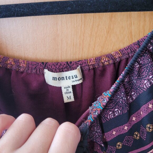 Monteau Floral Pattern 80's Bohemian Maxi Dress - Picture 2 of 6